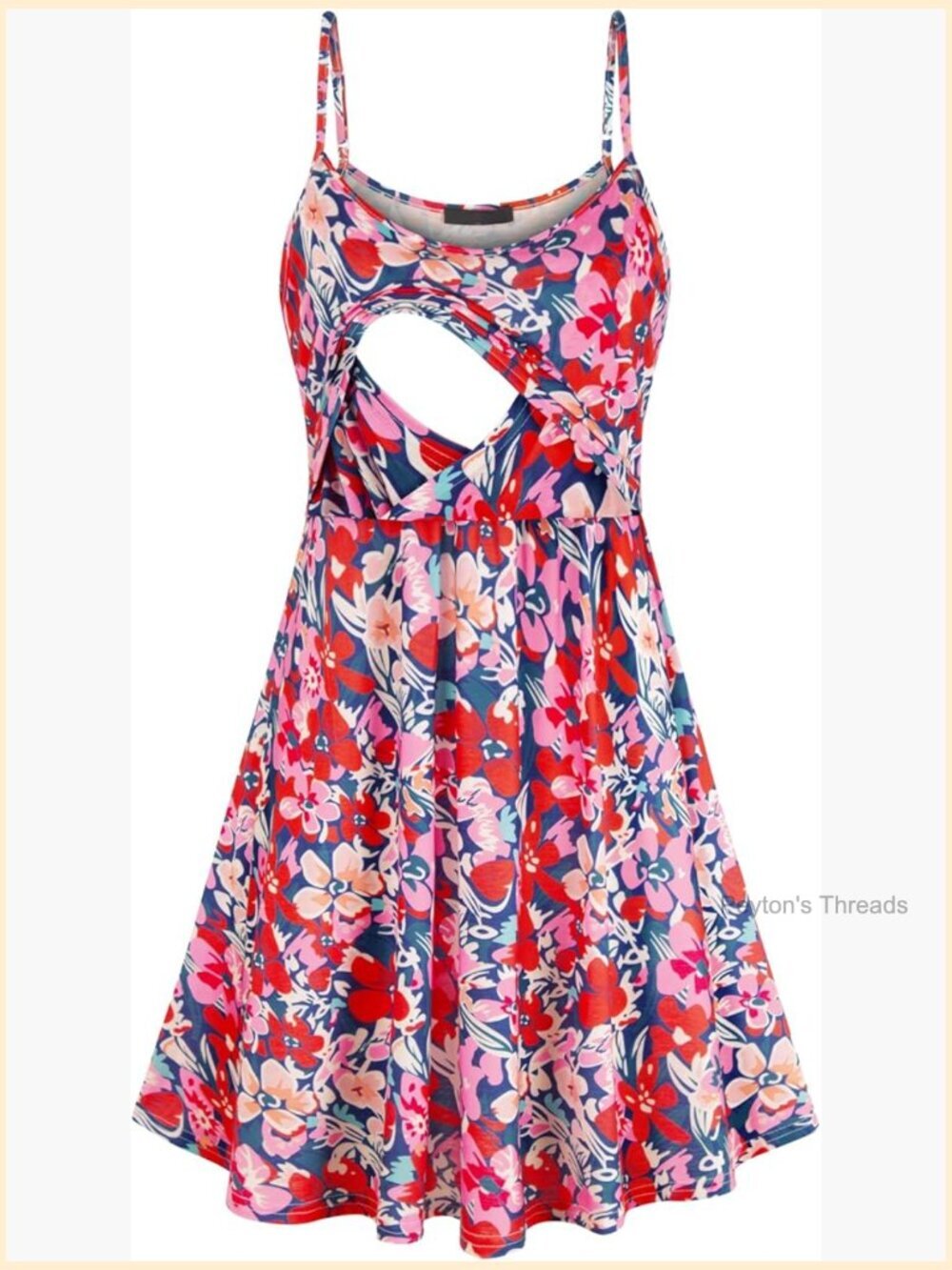Spaghetti Strap Maternity Nursing Dress with Side Pockets